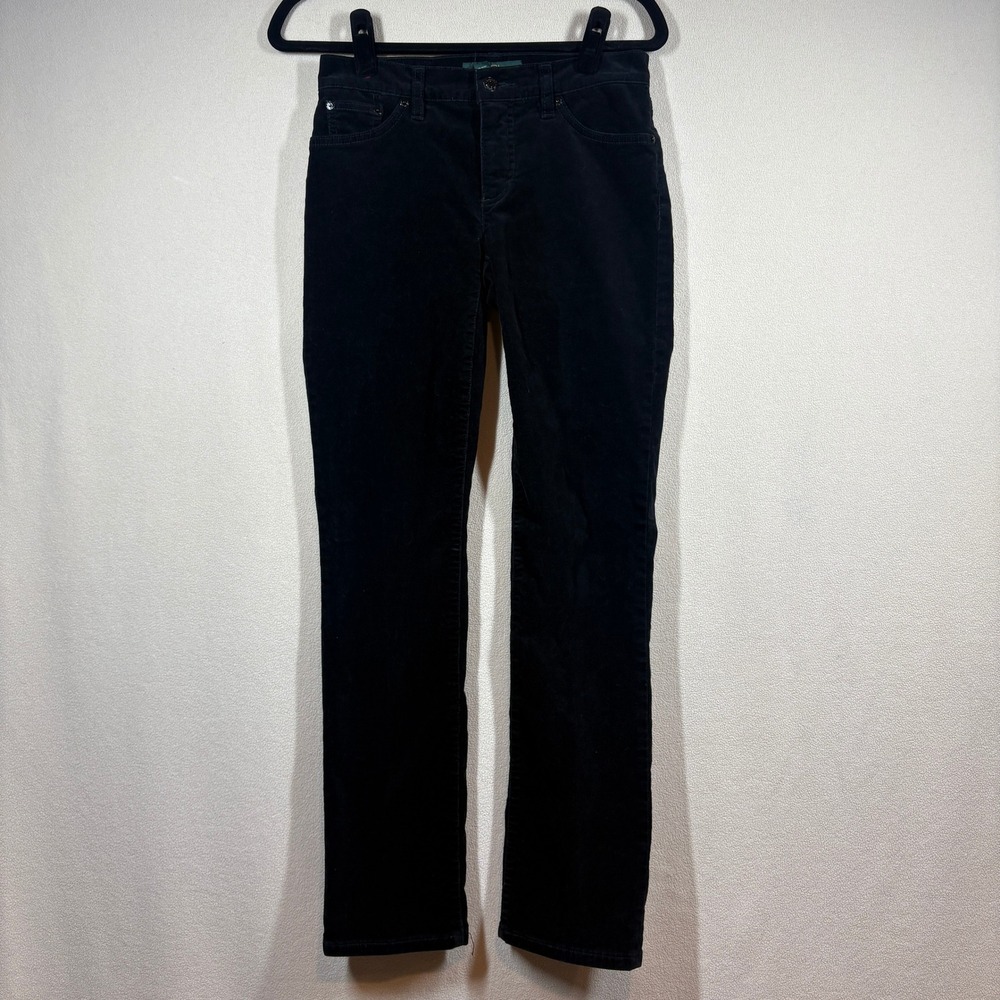 Lauren Ralph Lauren Black Corduroy Pants Straight Leg Womens 2 Fine Wale Stretch